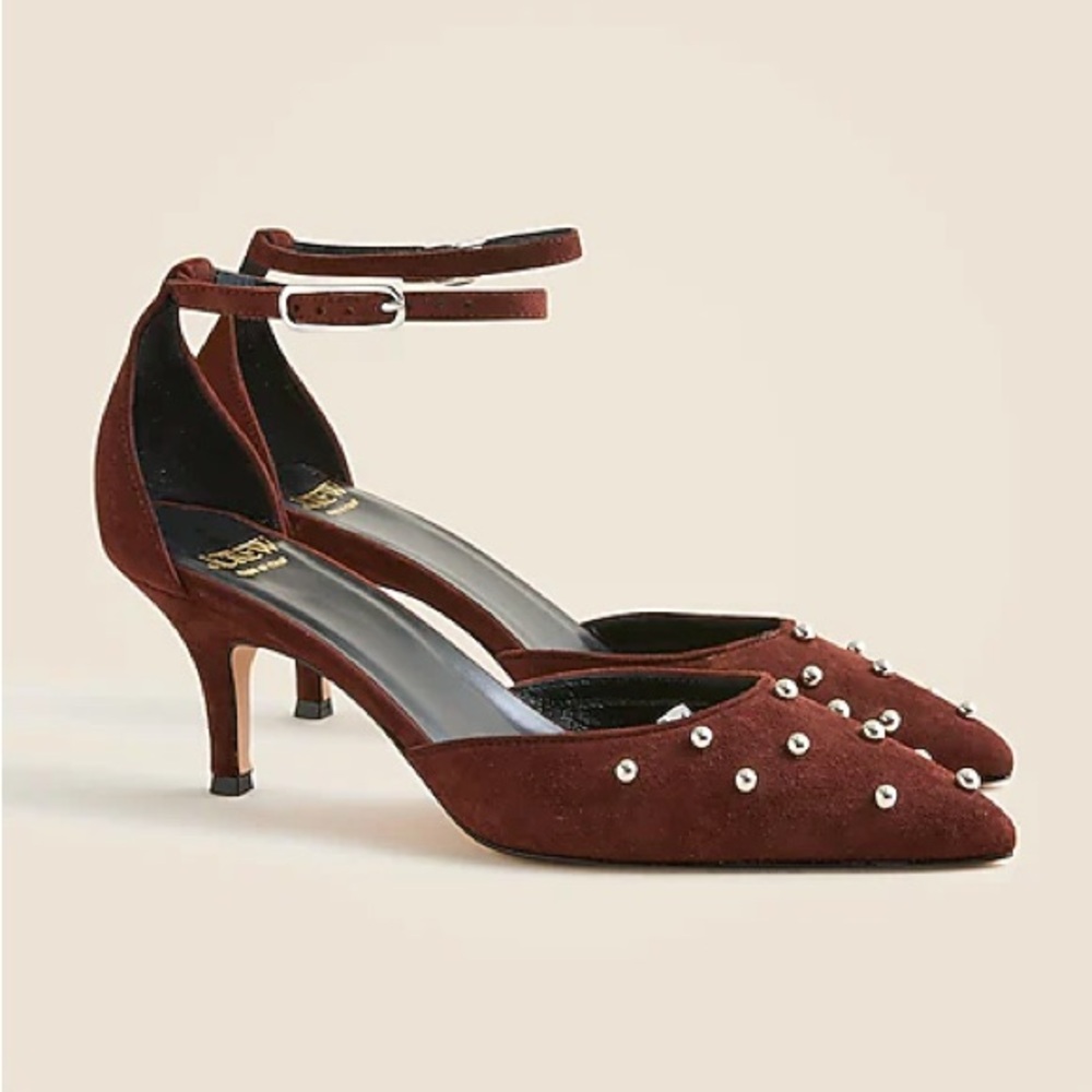NIB | J Crew Made-in-Italy Suede Collette Slingback Pumps with Beads